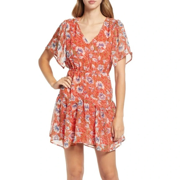 Sam Edelman Dresses & Skirts - Sam Edelman Country Paisley Floral Fit and Flare dress red size 10